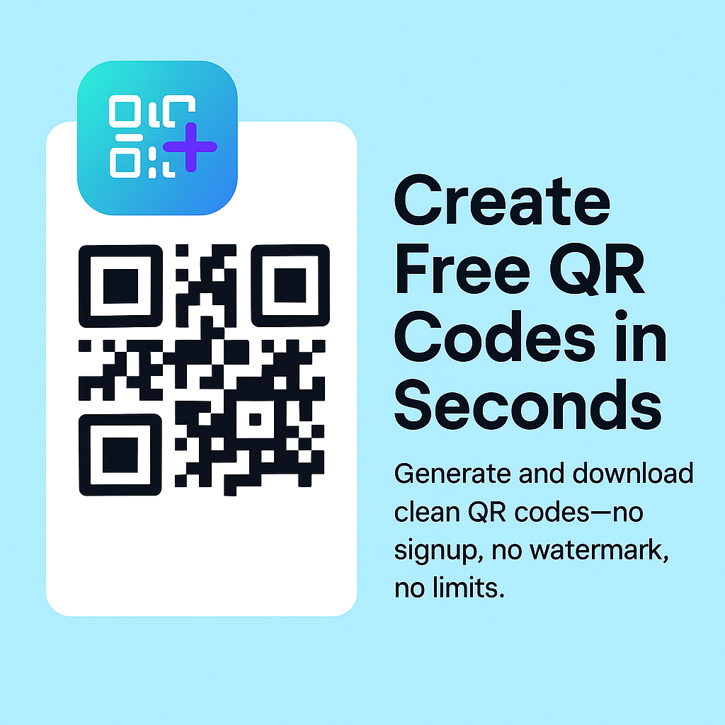 Illustration of laptop and phone generating a QR code with FreeQRHub