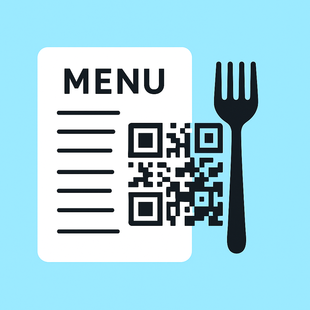 Restaurant table tent with a QR code to view the menu